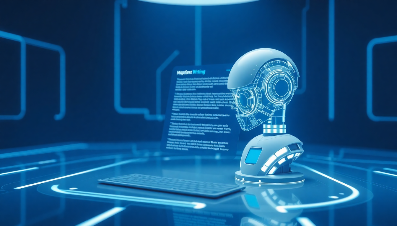 Professional illustration showing Ai writing software