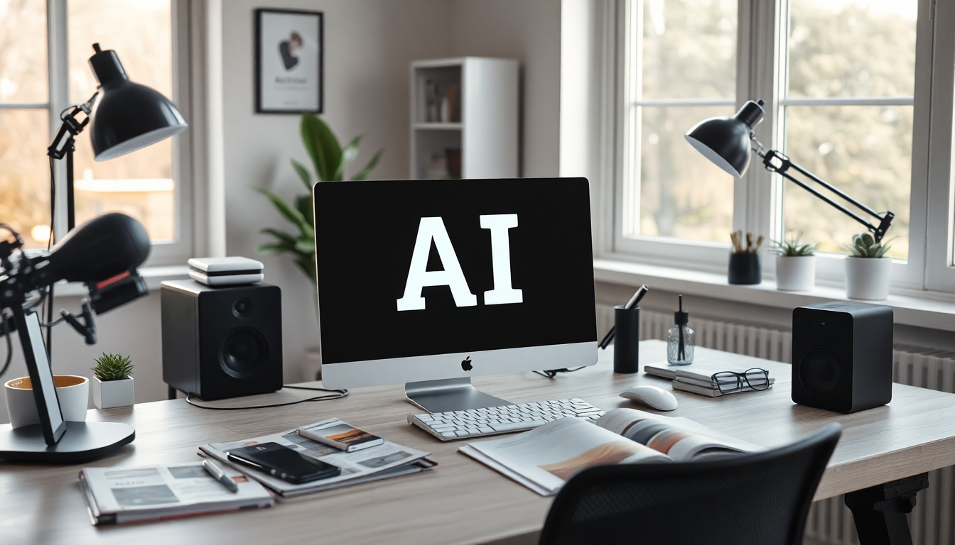 Professional illustration showing Ai writing software